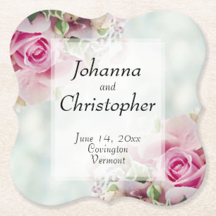 Pink Roses Wedding Coaster