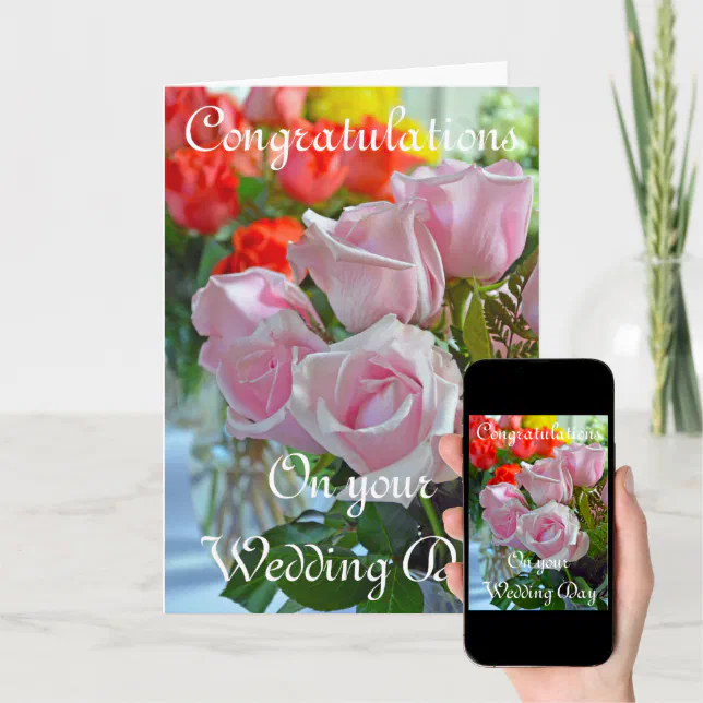 Congratulations Pink Roses Pink roses Wedding congratulations Card | Zazzle