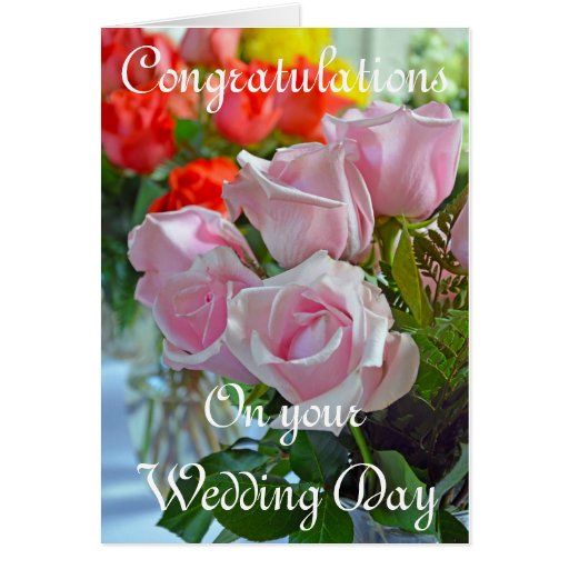 Pink roses Wedding congratulations Card | Zazzle