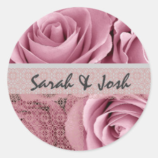 PINK Roses - Wedding Envelope Seal with Lace