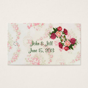 Pink Roses Wedding Favor Hang Tag