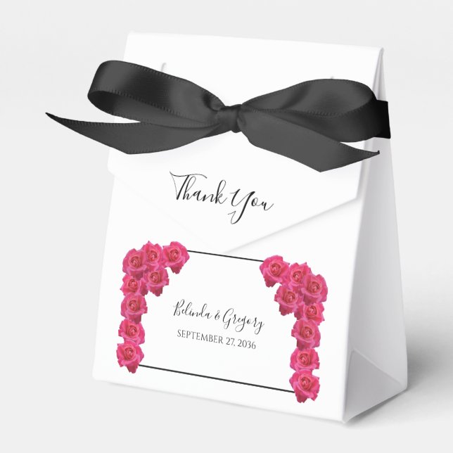 Pink Roses Wedding Gift  Favor Boxes (Front Side)