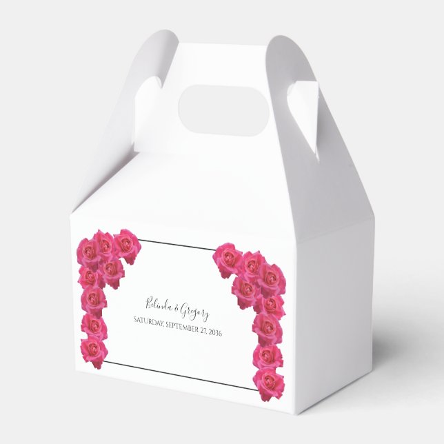 Pink Roses Wedding Gift Favor Boxes (Front Side)