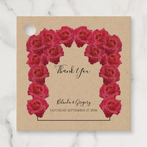 Pink Roses Wedding Gift Favor Tags