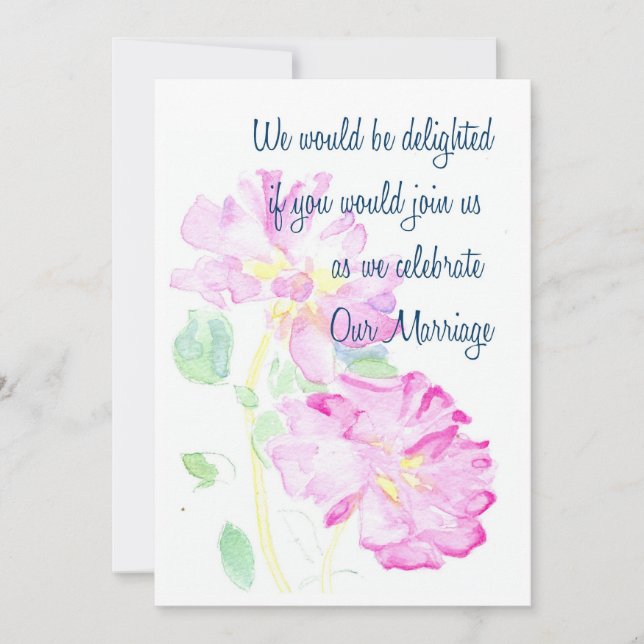 Pink Roses Wedding Invitation (Front)