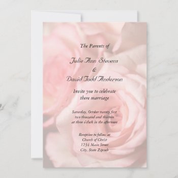 Pink Roses Wedding Invitation by Lasting__Impressions at Zazzle