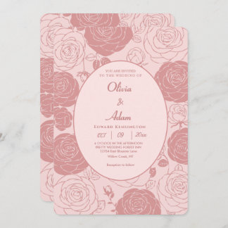 Pink Roses Wedding Invitation