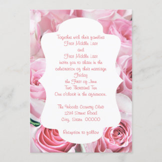 Pink Roses Wedding Invitations