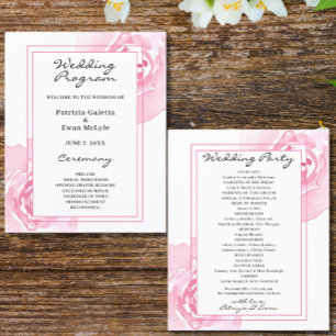Pink Roses Wedding Program Flyer
