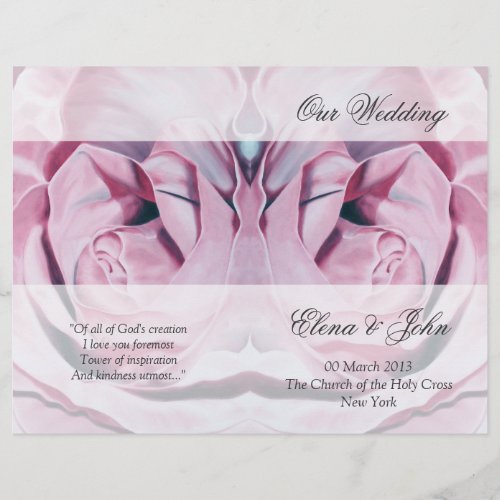 Pink Roses Wedding Program Stationery
