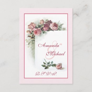 Pink Roses Wedding Rsvp by Past_Impressions at Zazzle