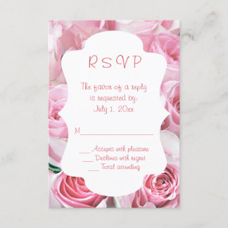 Pink Roses Wedding RSVP Cards