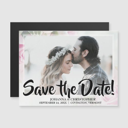 Pink Roses Wedding Save Date Magnetic Photo Card