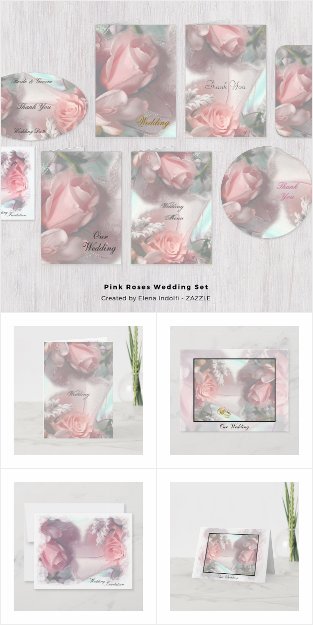 Pink Roses Wedding Set