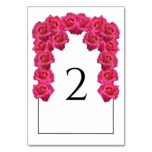 Pink Roses Wedding Table Number Card