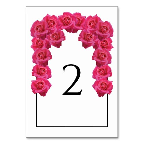 Pink Roses Wedding Table Number Card