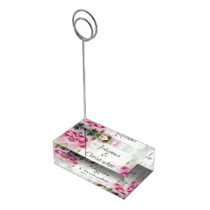Pink Roses Wedding Table Number Card Holder