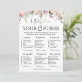 Pink Roses What's In Your Purse Bridal Shower Game Invitation (Standing Front)