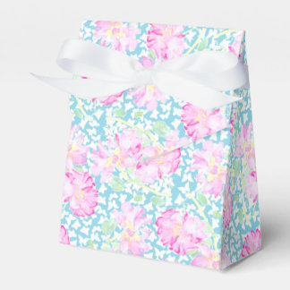Pink Roses White Butterflies, Blue Tent Favor Box