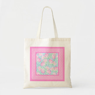Pink Roses, White Butterflies, Polka Dots Tote Bag