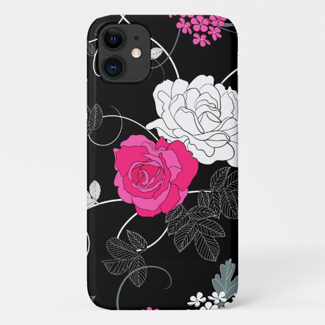Pink Roses, White Roses, Pattern Of Flowers Case-Mate iPhone Case (Back)