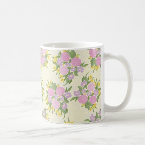 Pink Roses Wild Roses and Yellow Flowers Mug