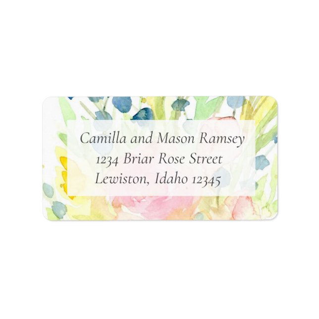 Pink Roses Wildflower Bouquet Return Address Label (Front)