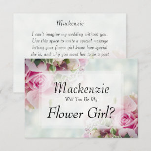 Pink Roses Will You Be My Flower Girl Card