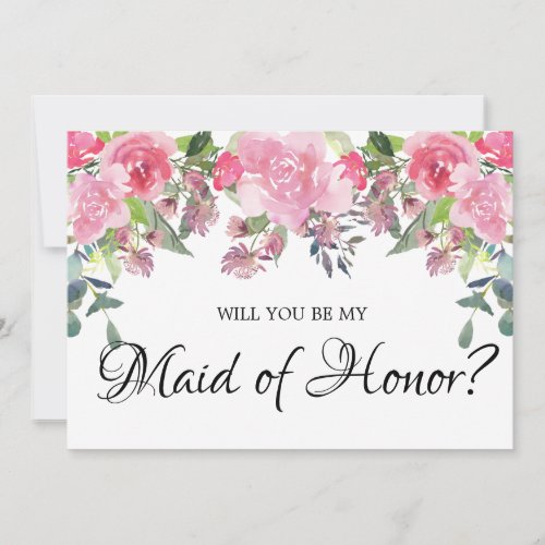 Pink Roses Will You Be My Maid of Honor Card