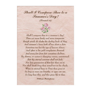 Pink Roses, William Shakespeare Love Poem Acrylic Print