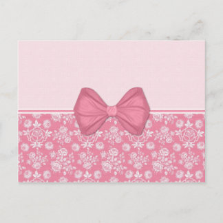 Pink Roses with Bow Postcard