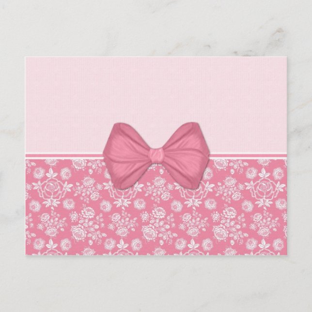 Pink Roses with Bow Postcard (Front)