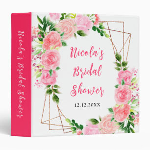 Pink Roses with Foliage Bridal Shower Photo Album 3 Ring Binder