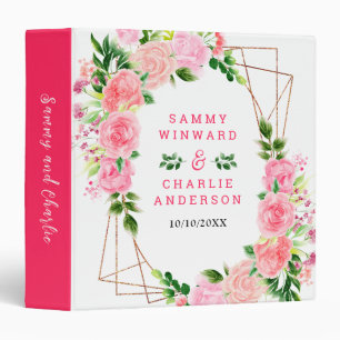 Pink Roses with Foliage Wedding Photo Album 3 Ring Binder