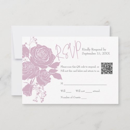 Pink Roses With QR code Response Card