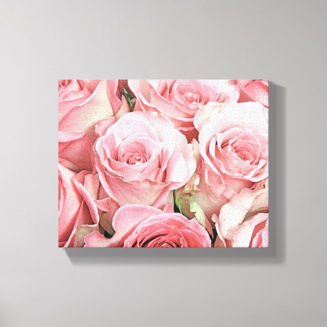 Pink Roses Wrapped Canvas Print (Front)