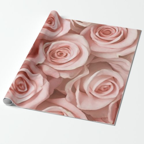 Pink roses wrapping paper