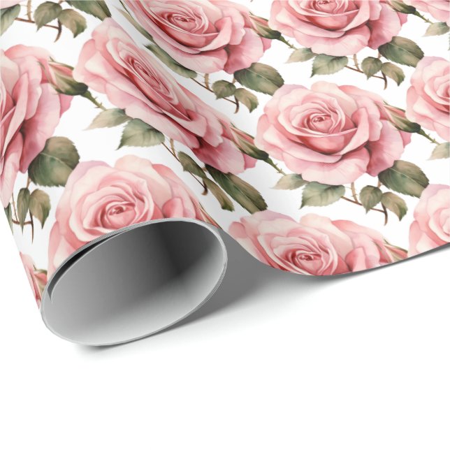 Pink Roses  Wrapping Paper (Roll Corner)