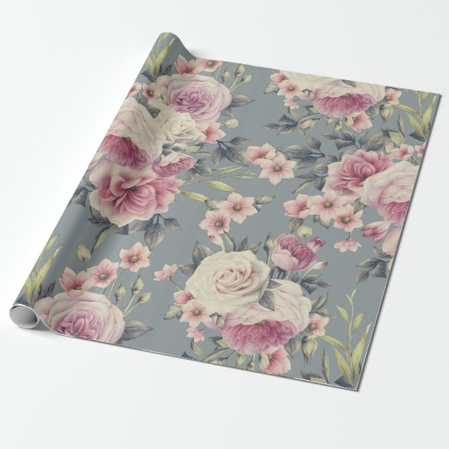 pink roses wrapping paper (Unrolled)