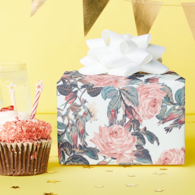 Pink Roses Wrapping Paper (Birthday Party)