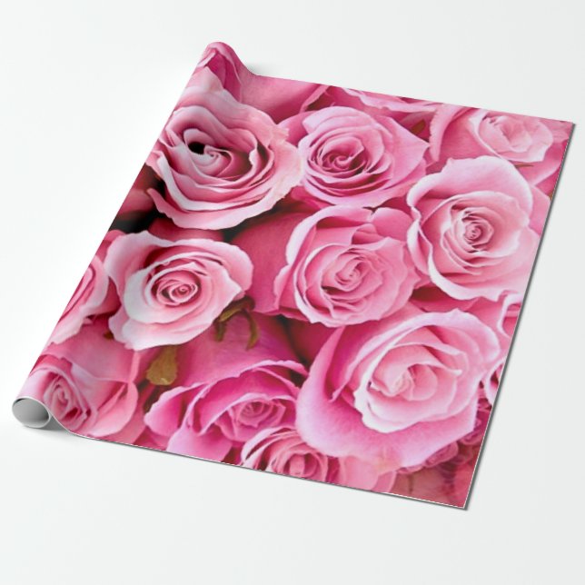 Pink roses wrapping paper (Unrolled)