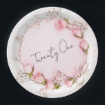 Pink Roses Wreath Chic 21st Birthday Party Paper Plates<br><div class="desc">I hope you'll enjoy these pink roses wreath with green foliage leaves. Very elegant for a 21st. Birthday Party!</div>