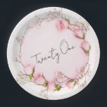 Pink Roses Wreath Chic 21st Birthday Party Paper Plates<br><div class="desc">I hope you'll enjoy these pink roses wreath with green foliage leaves. Very elegant for a 21st. Birthday Party!</div>