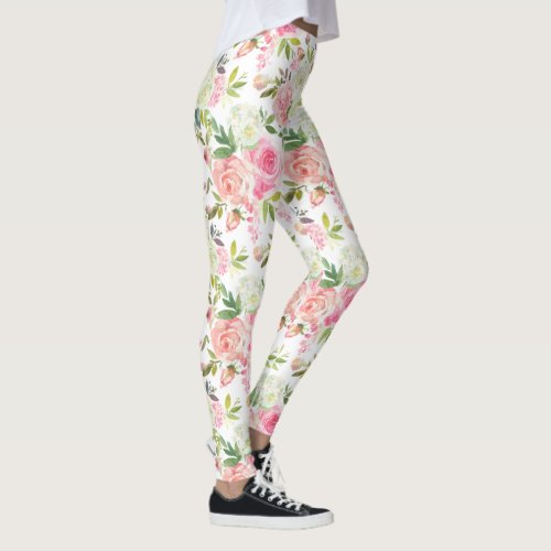 Pink Roses Yoga Pilates Hot Pants Leggings