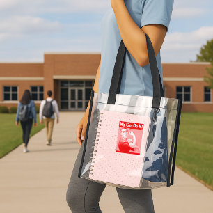 Pink Rosie The Riveter Clear Stadium Bag