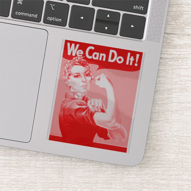 Pink Rosie the Riveter Sticker (Detail)