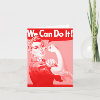Pink Rosie the Riveter "We Can Do It!" Note Card