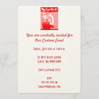 Pink Rosie the Riveter "We Can Do It!" Poster Invitation
