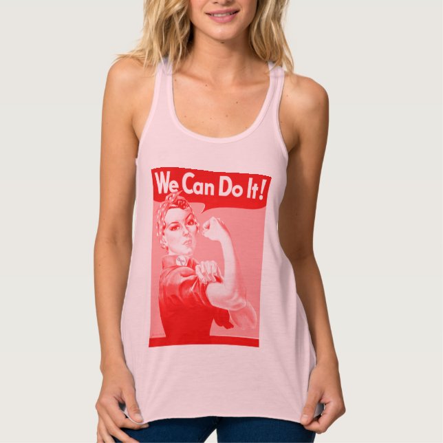Pink Rosie the Riveter "We Can Do It!" T-Shirt Tank Top (Front)