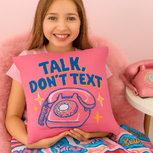Pink Rotary Phone for Girls’ Room Throw Pillow